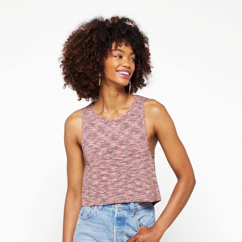 Free People Best Of Us Knit Tank NWT M Onyx Blossom Combo Back Tie Boho Crop Top